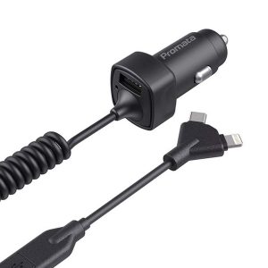 Promata 15.5W 3 in 1 Car Charger for iPhone 15/14/13/12/11, Galaxy S24,S23/S22/S21, Pixel and More