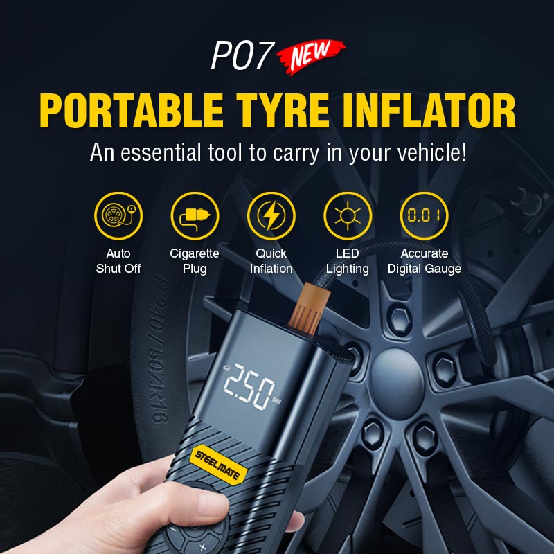 Steelmate PO1 Portable Tyre Inflator Pump Slider Mobile